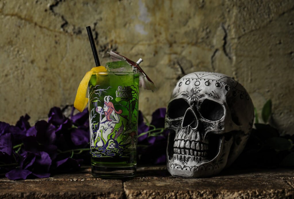 “Griselda’s Revenge” is a cocktail from Black Lagoon at Lady Jane is a tropical, herbaceous cooler fit for a swamp queen, or the “Nocturna Colada” a twist on the piña colada, but from swapping white sand for black sand beaches.
