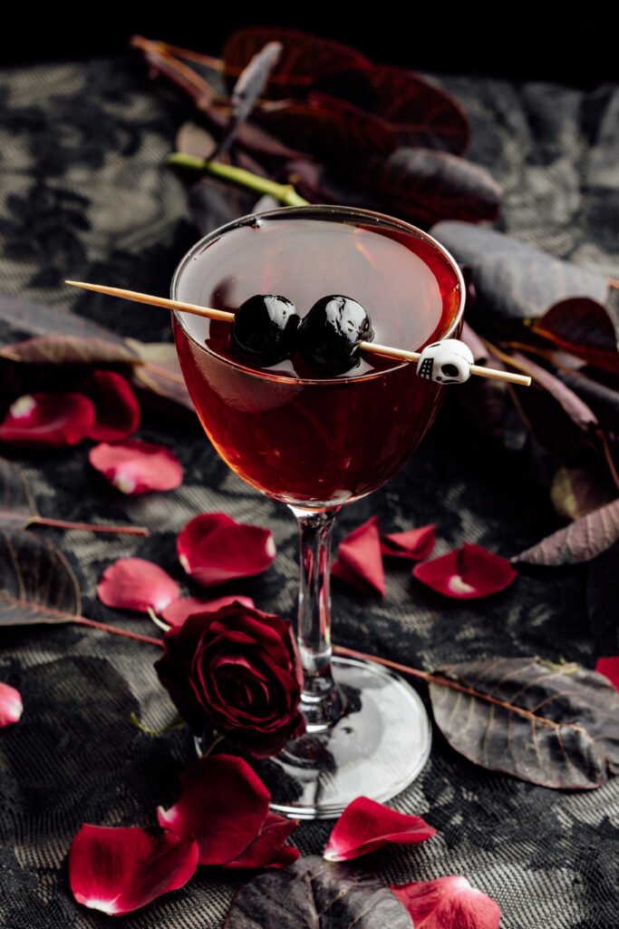 "The Conjuring” drink, made with Michter’s Rye, Chai, Allspice Dram, Laird’s Bonded Apple Brandy, and St. George Absinthe Verte